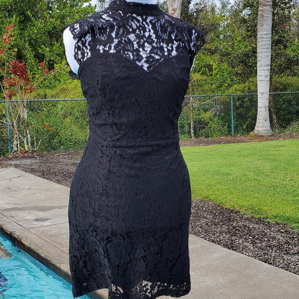 NWT love, Fire black lace cocktail mini Dress, Lg